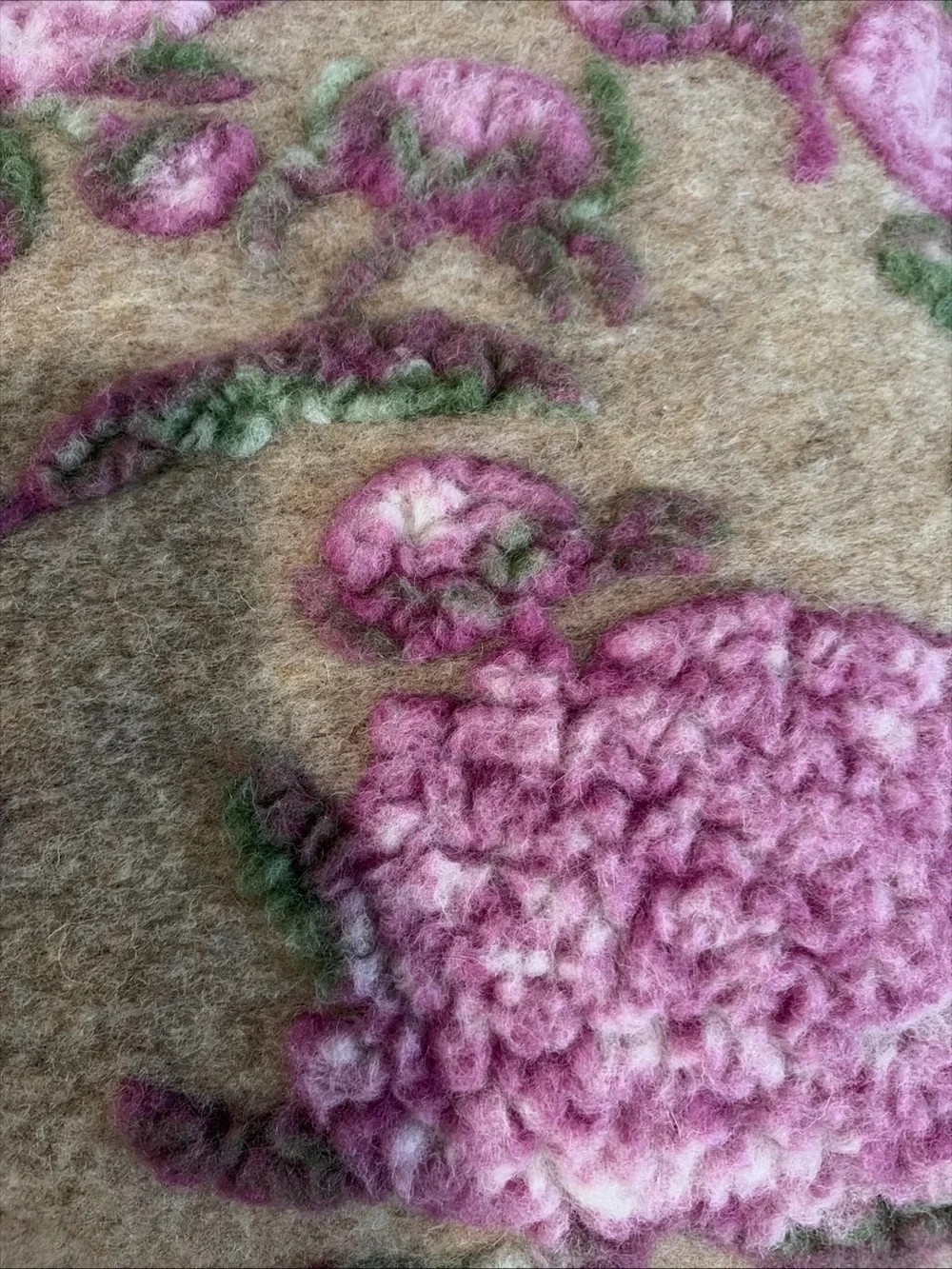 Italian Wool Pillow Cover Floral Pink Green Feather Insert Throw Frati Italy